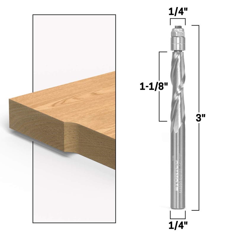 YONICO Solid Carbide Flush Trim Router Bit Spiral 1/4-Inch Up-Cut 1/4-Inch Shank 14121 - Image 2